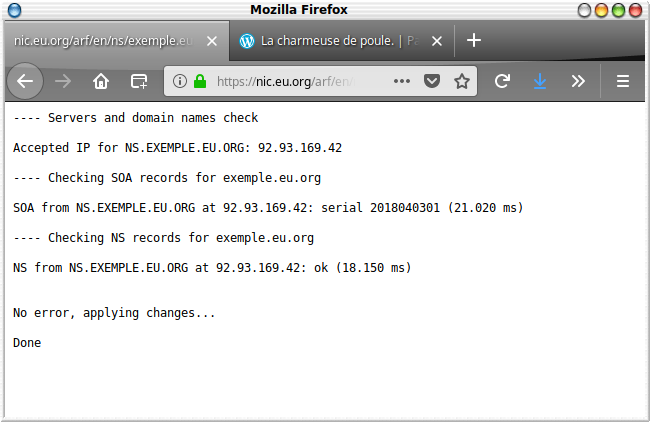 Validation des paramêtres DNS