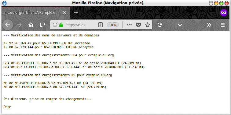 Validation de la modification 1/2