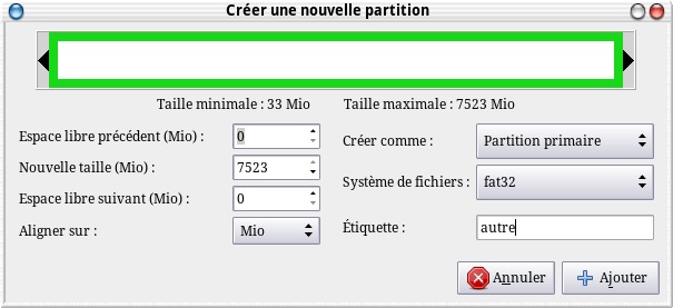 GParted étape 2