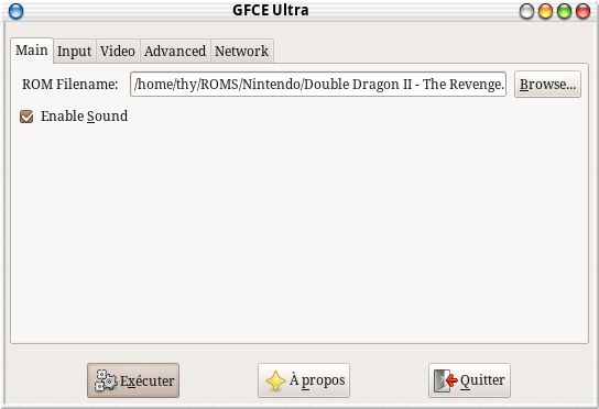 le menu principal de Gfceu