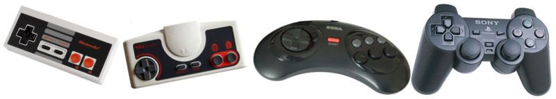 Une collection de manettes antérieures à la Wii.